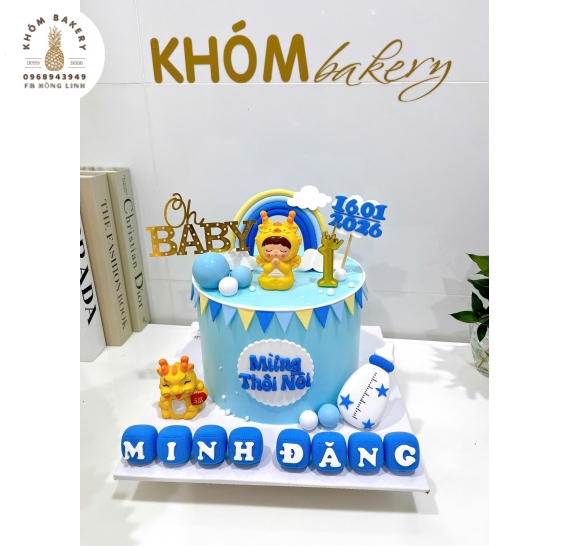 Bánh kem thôi nôi dành cho bé trai tại Khóm Bakery