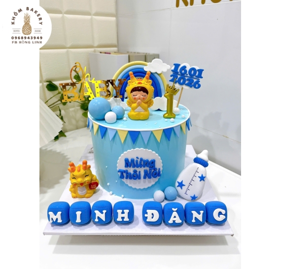 Bánh kem thôi nôi dành cho bé trai tại Khóm Bakery