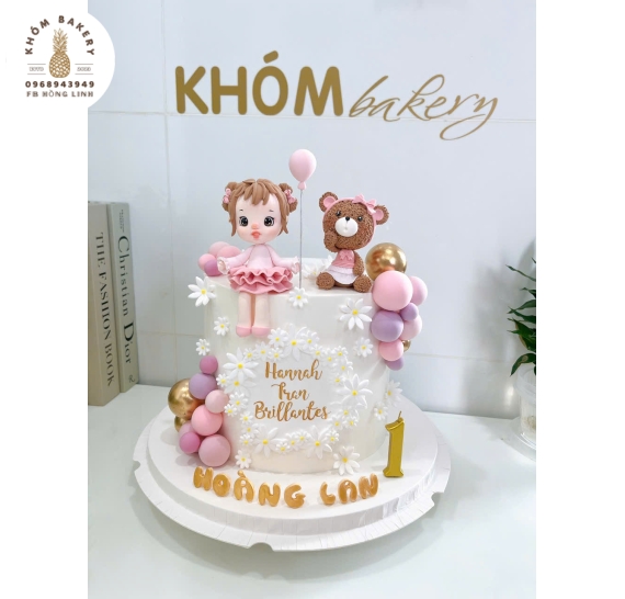 Bánh kem thôi nôi dành cho bé gái mẫu bánh cao cấp 