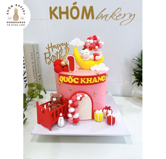 Bánh kem thôi nôi dành cho bé trai làm theo yêu cầu tại Long An