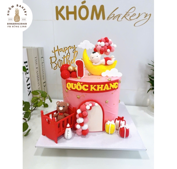 Bánh kem thôi nôi dành cho bé trai làm theo yêu cầu tại Long An