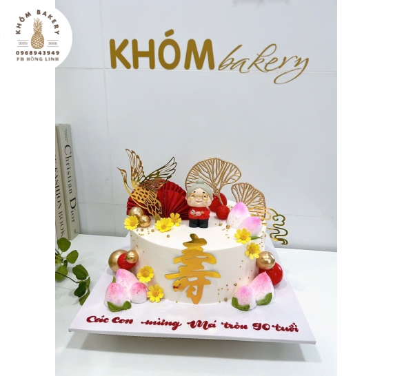 Bánh kem mừng thọ 90 tuổi mẹ 