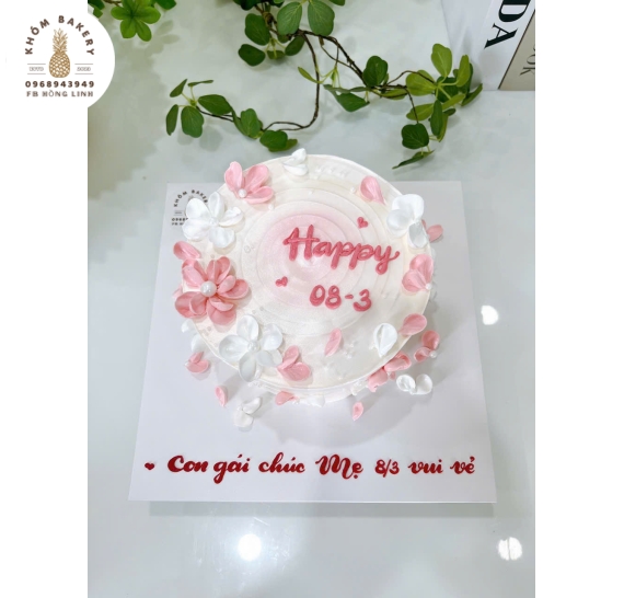 Bánh kem tặng nữ chúc mừng 8/3 mẫu đẹp tại Khóm bakery