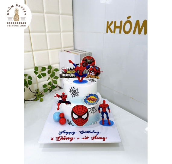 Bánh kem dành cho bé trai người nhện 2 tầng 