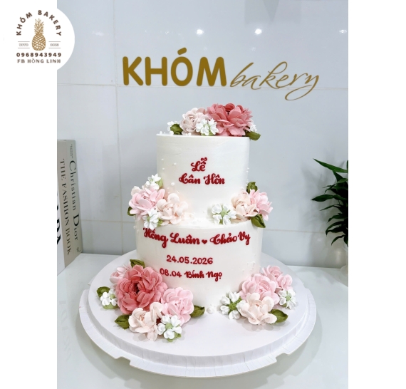 Mẫu bánh kem cưới đẹp cao cấp 2 tầng