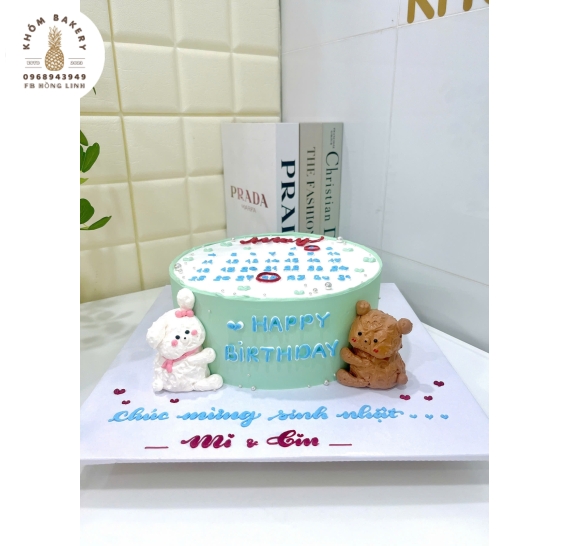 Bánh Kem style hàn quốc kèm gấu xinh cặp đôi 